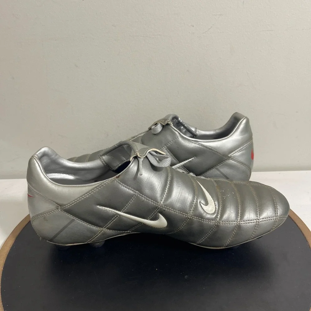 Nike Total 90 III FG Soccer Cleats US 13 Silver White Red Accents Football Shoes